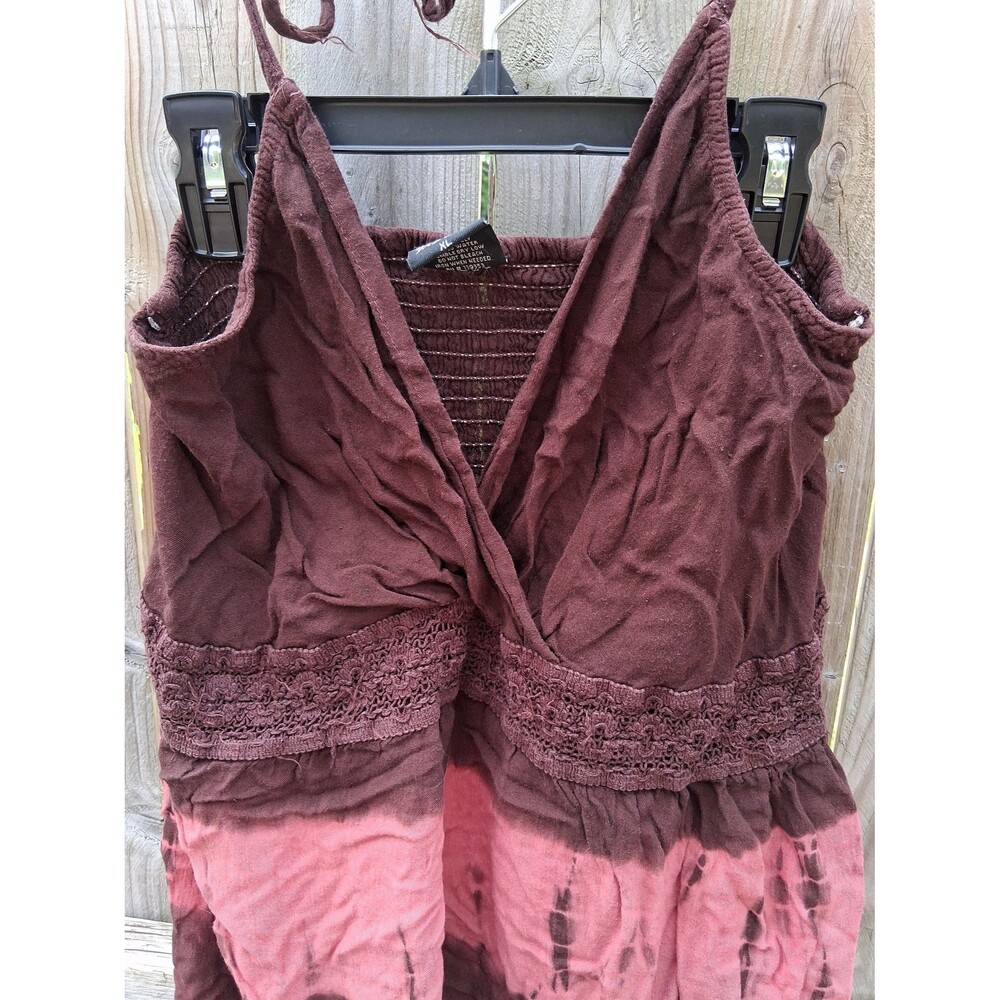 Boho Halter Dress Women's Size XL 14 Brown & Pink Ace Fashion - Picture 5 of 10